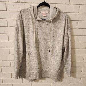 Adrienne Vittadini Light Heather Gray Pullover Hoodie. Really Cute!